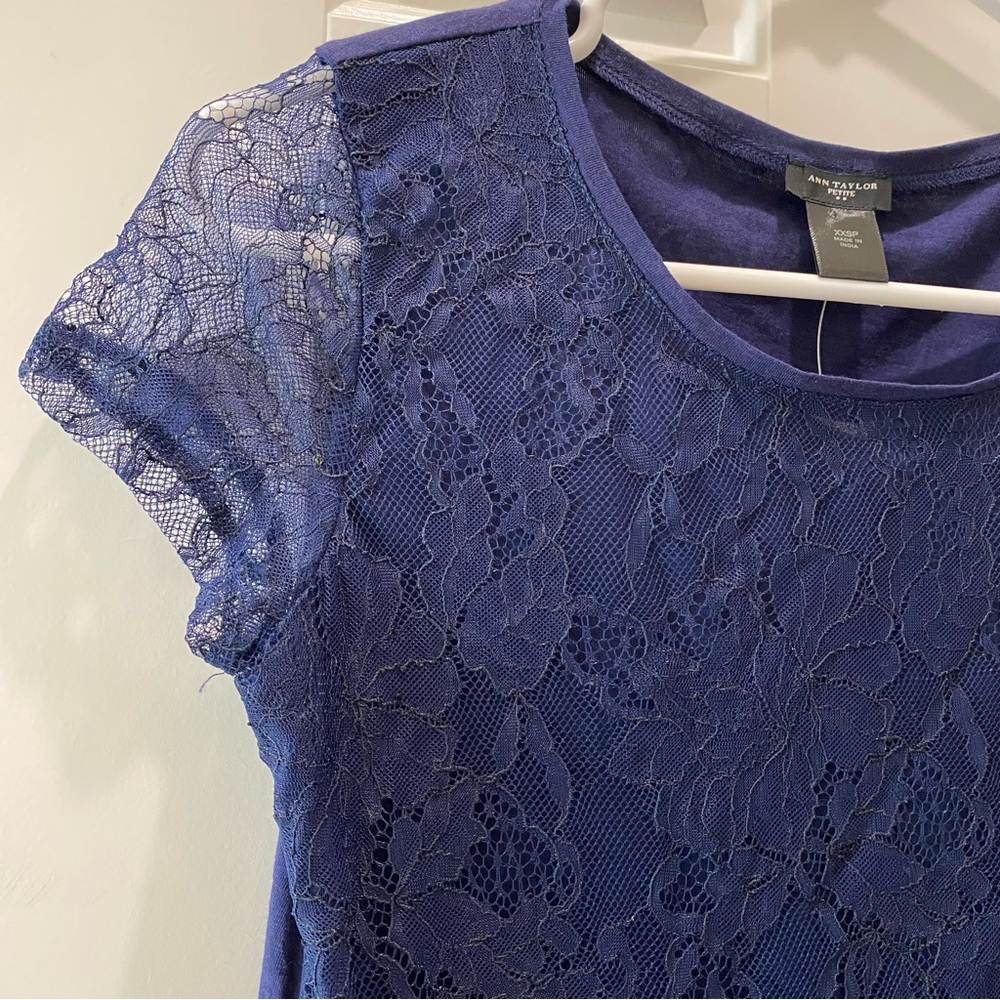 Ann Taylor Navy Lace Blouse NWT
